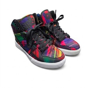 Osiris NYC83 VULC Lazer Light Show High Top Skate Shoes Women's 8.5 Multi Y2K